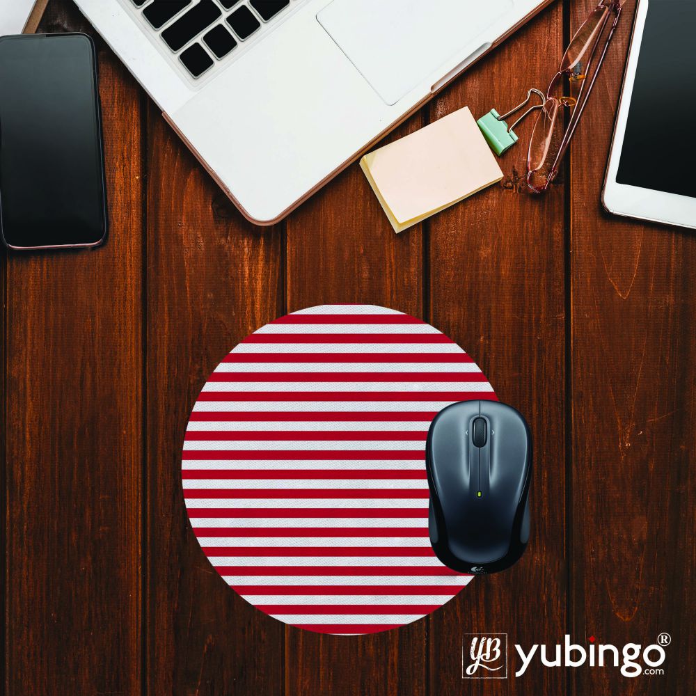 Red Stripes Mouse Pad (Round)-Image2