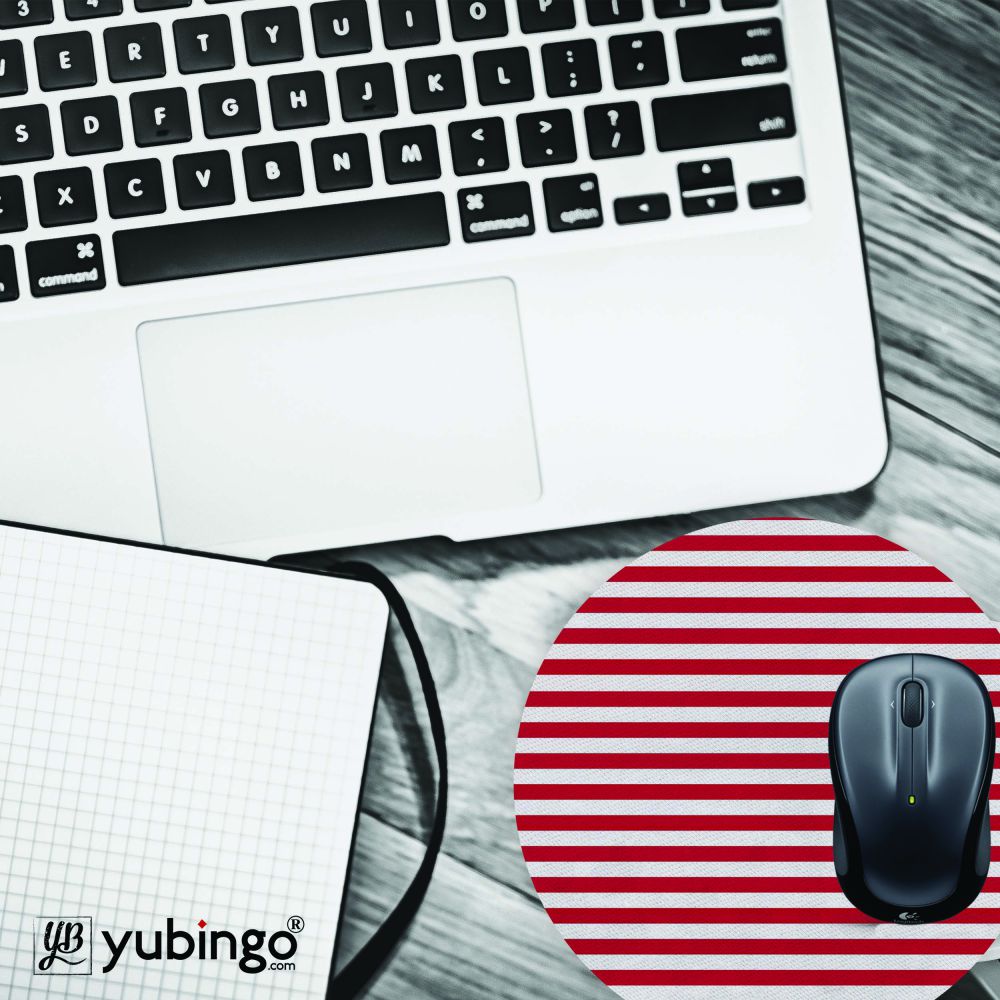 Red Stripes Mouse Pad (Round)-Image4