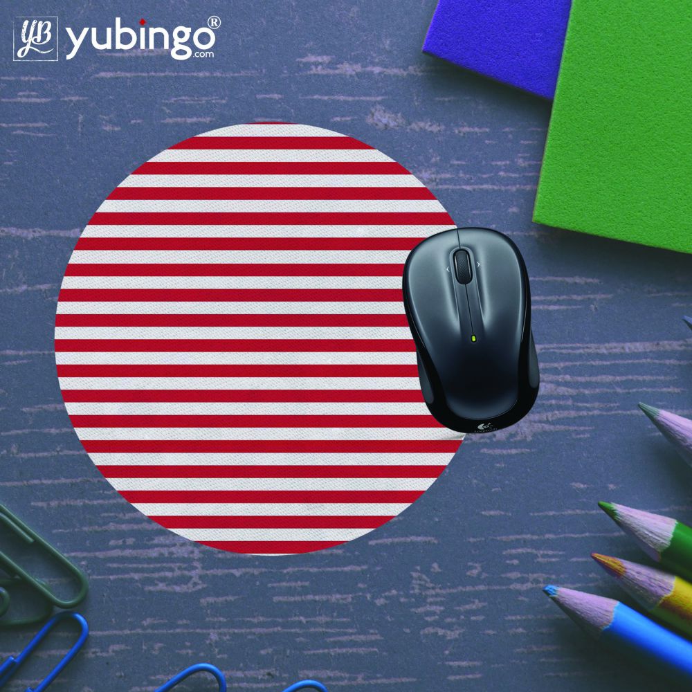 Red Stripes Mouse Pad (Round)-Image5