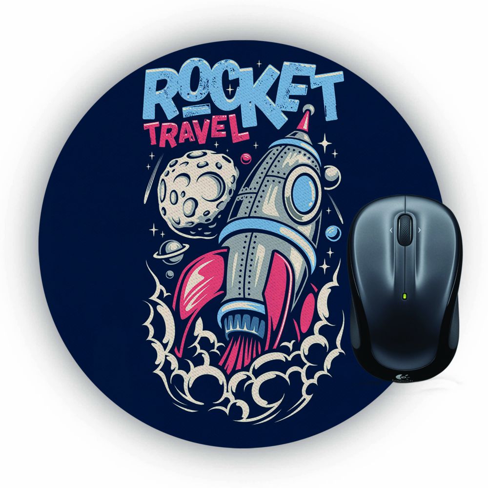 Rocket Travel Mouse Pad (Round)