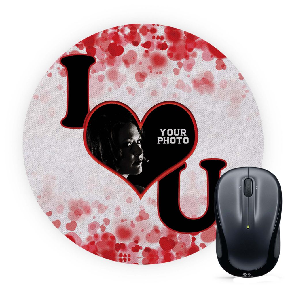 Say ILU with Photo Mouse Pad (Round)