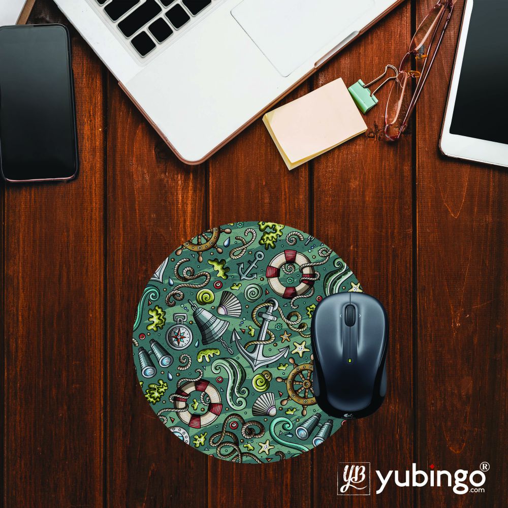Sea Green Mouse Pad (Round)-Image2