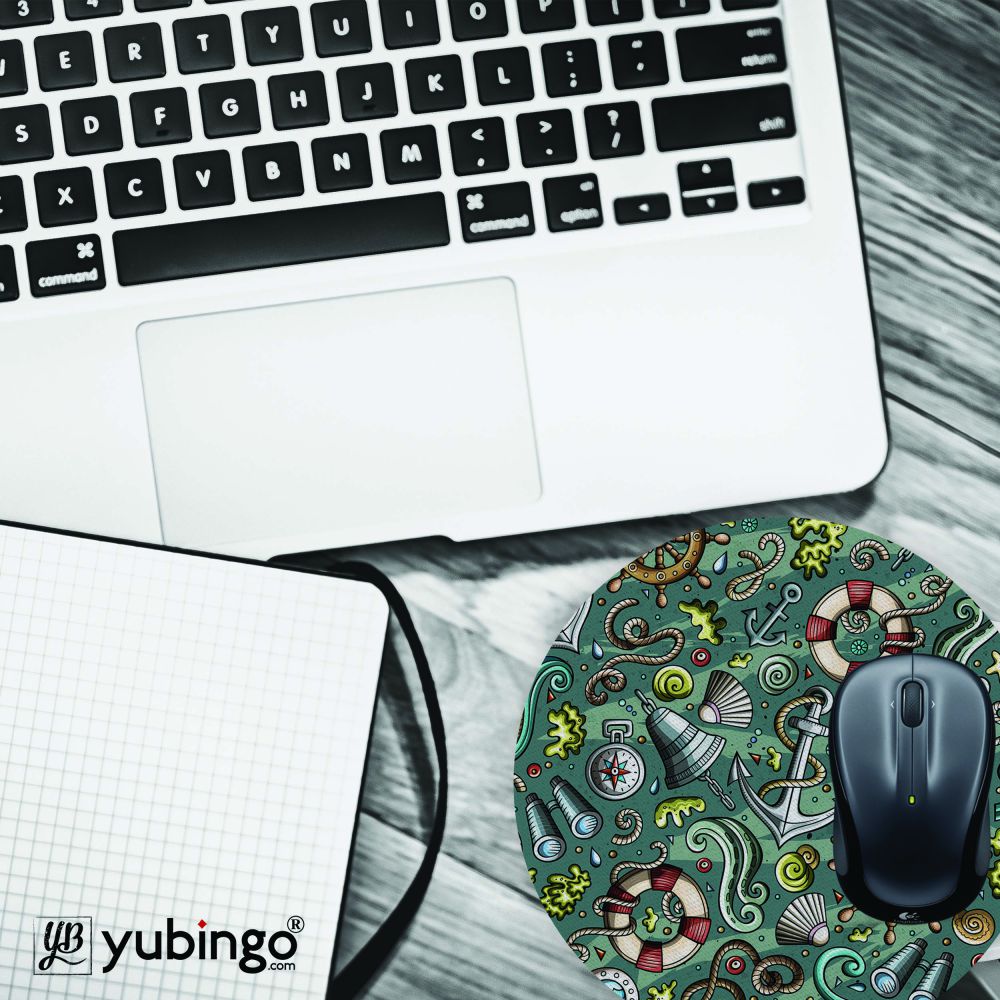 Sea Green Mouse Pad (Round)-Image4