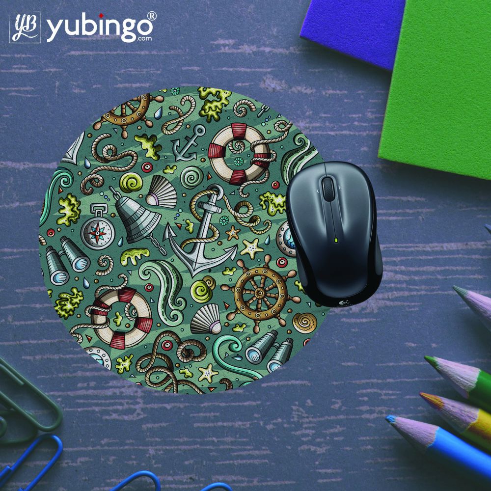 Sea Green Mouse Pad (Round)-Image5