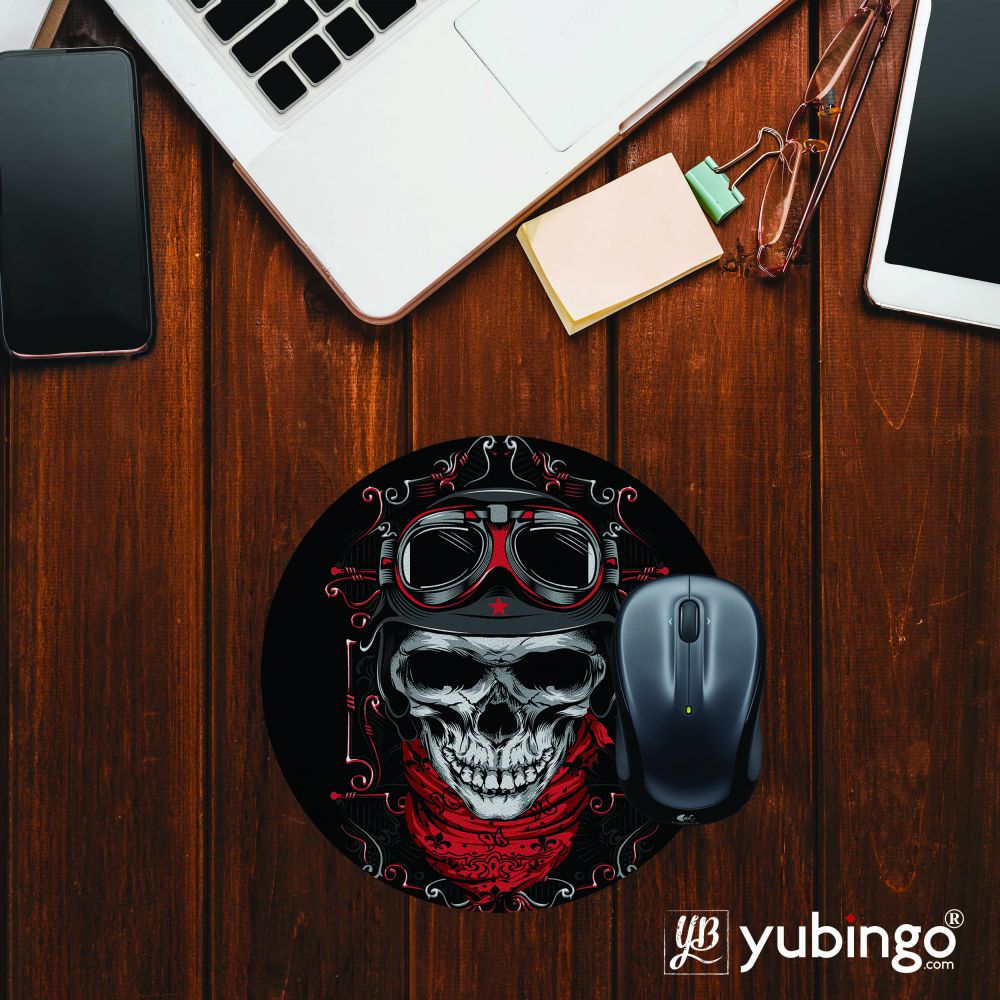 Skull Army Mouse Pad (Round)-Image2