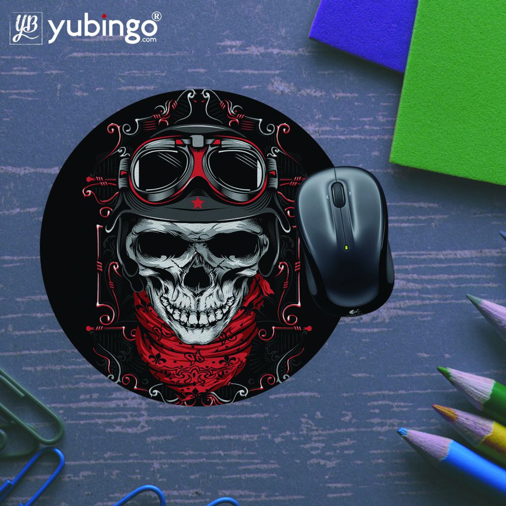 Skull Army Mouse Pad (Round)-Image5