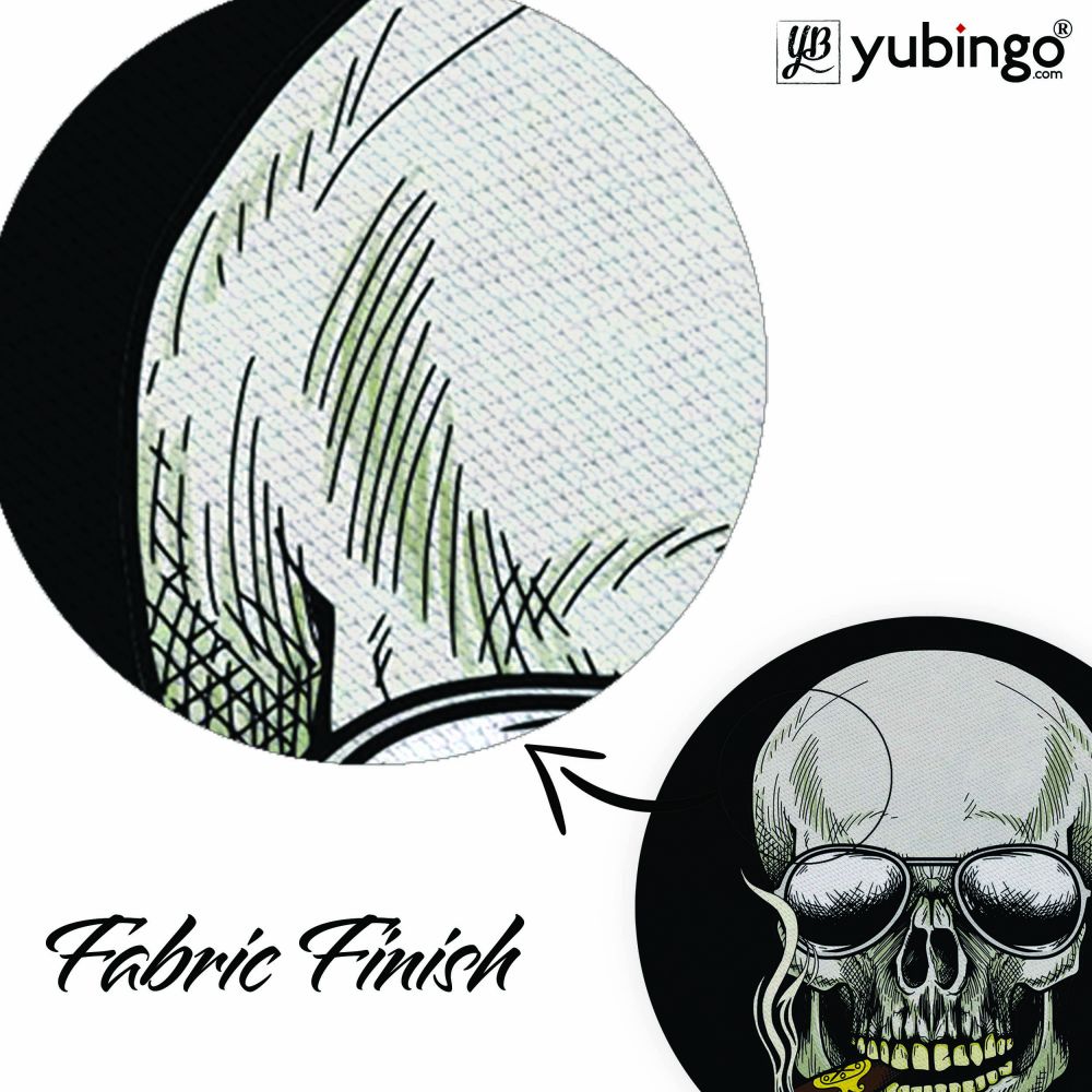 Smoking Skull Mouse Pad (Round)-Image3