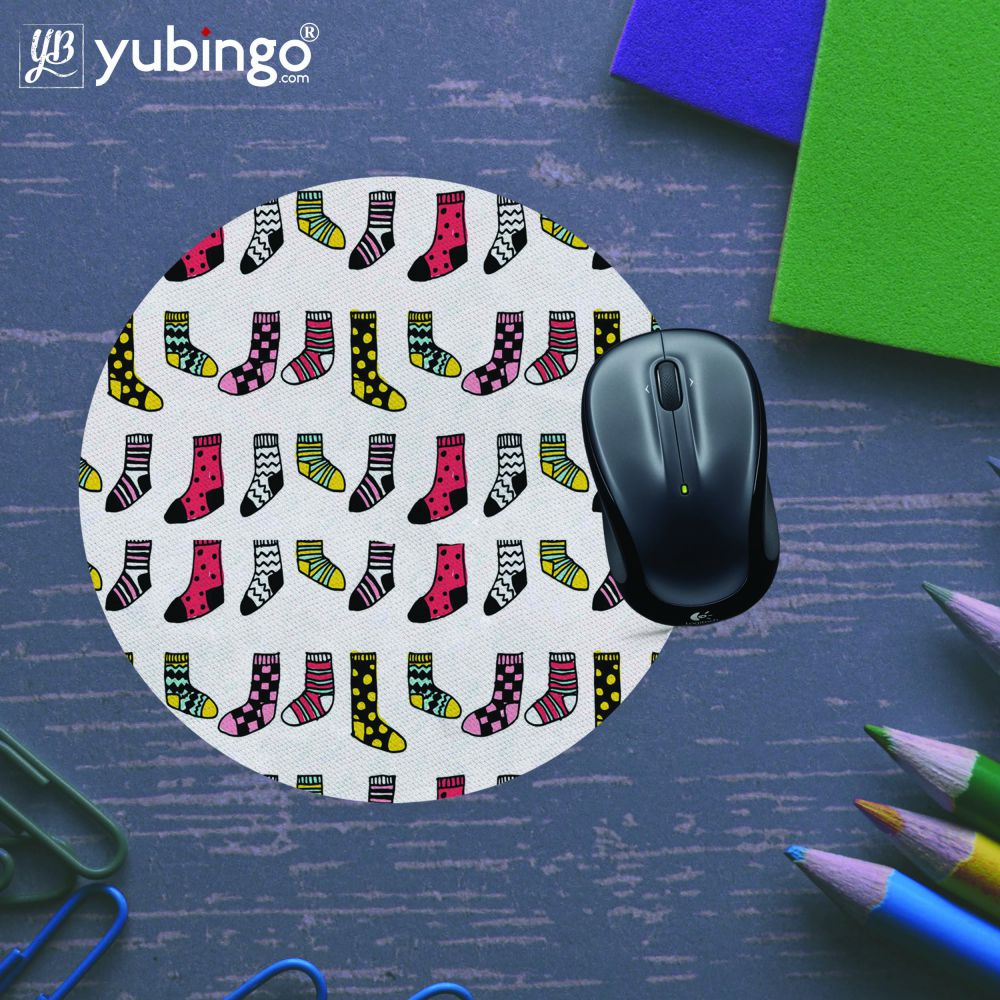 Socks Pattern Mouse Pad (Round)-Image5