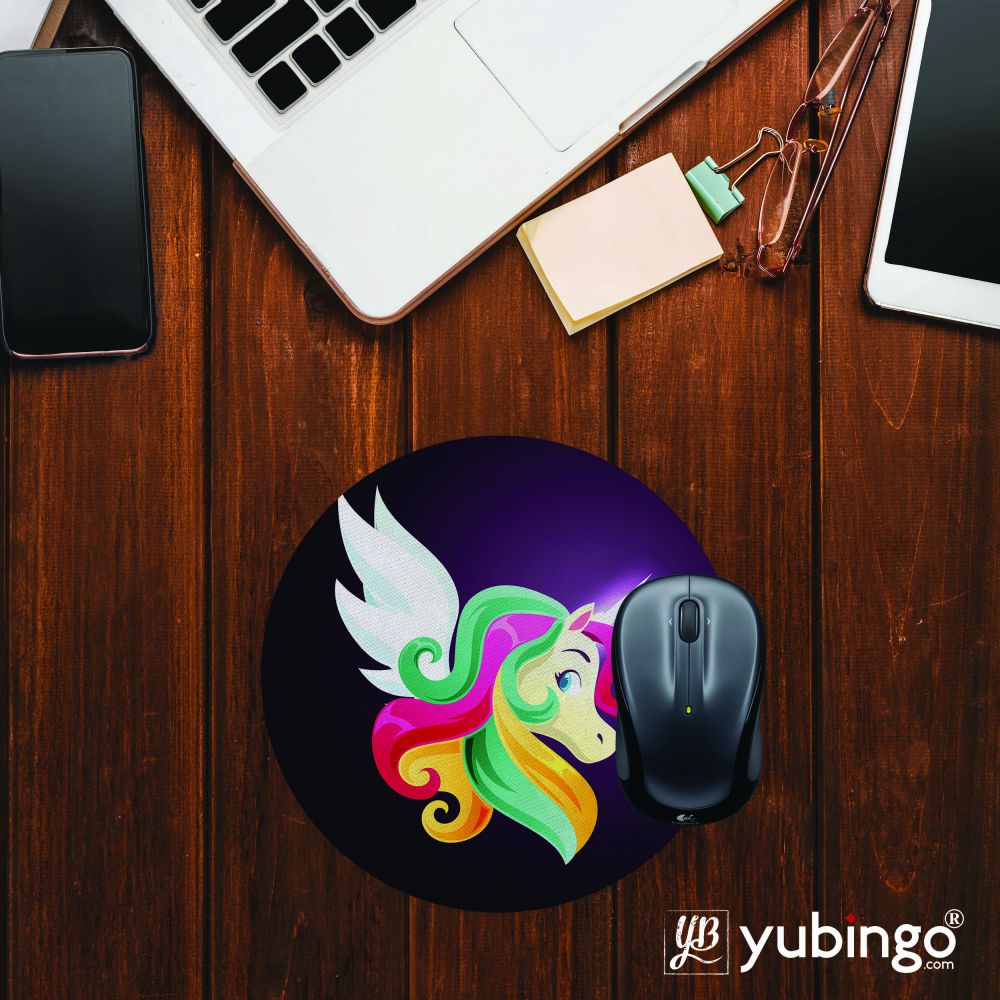 Stylish Unicorn Mouse Pad (Round)-Image2