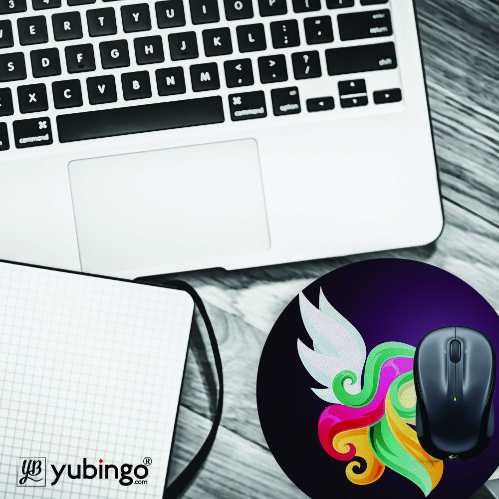 Stylish Unicorn Mouse Pad (Round)-Image4