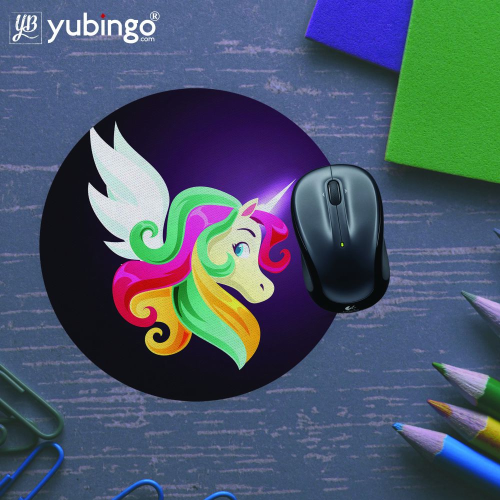 Stylish Unicorn Mouse Pad (Round)-Image5