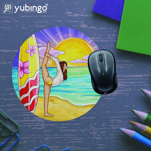 Sunrise with Yoga Mouse Pad (Round)-Image5