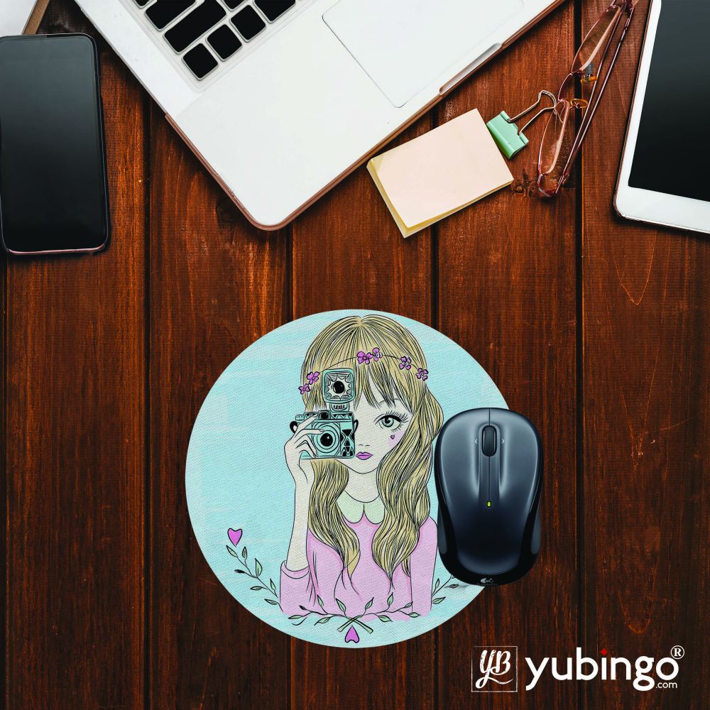 The Selfie Girl Mouse Pad (Round)