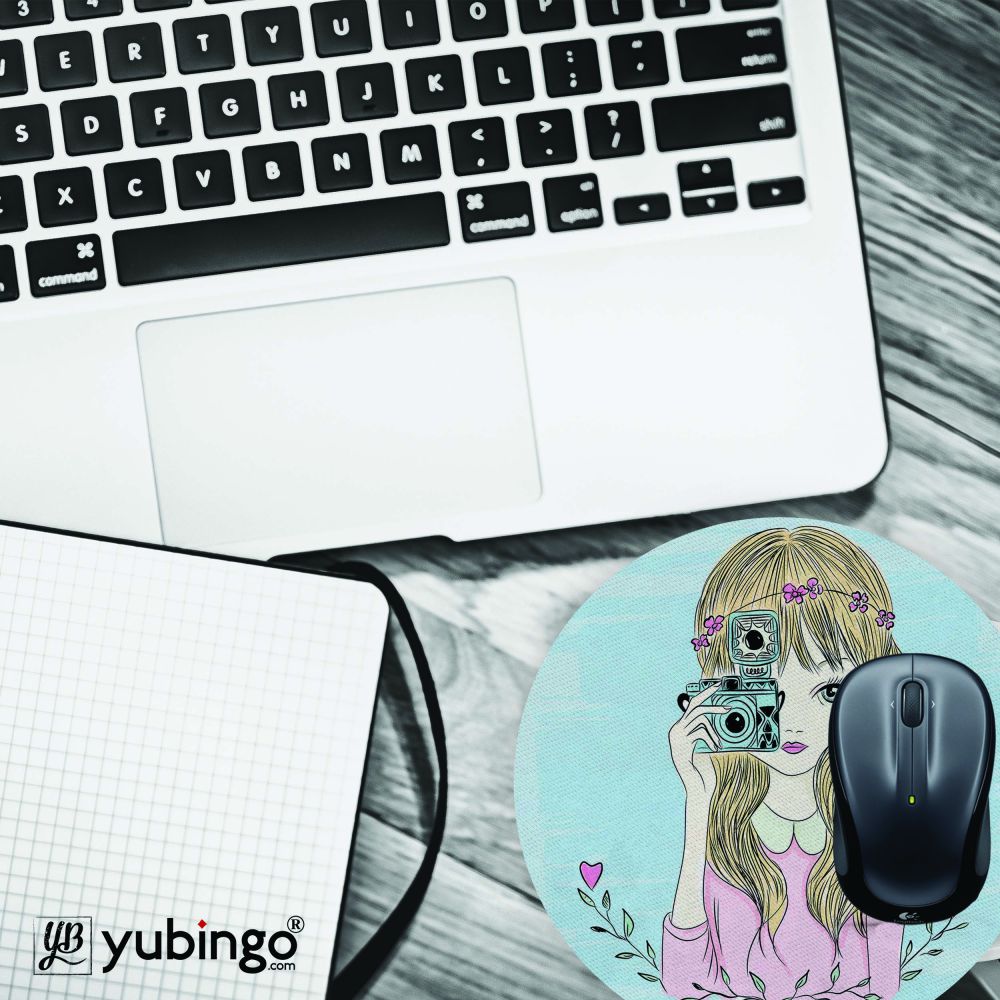 The Selfie Girl Mouse Pad (Round)-Image4