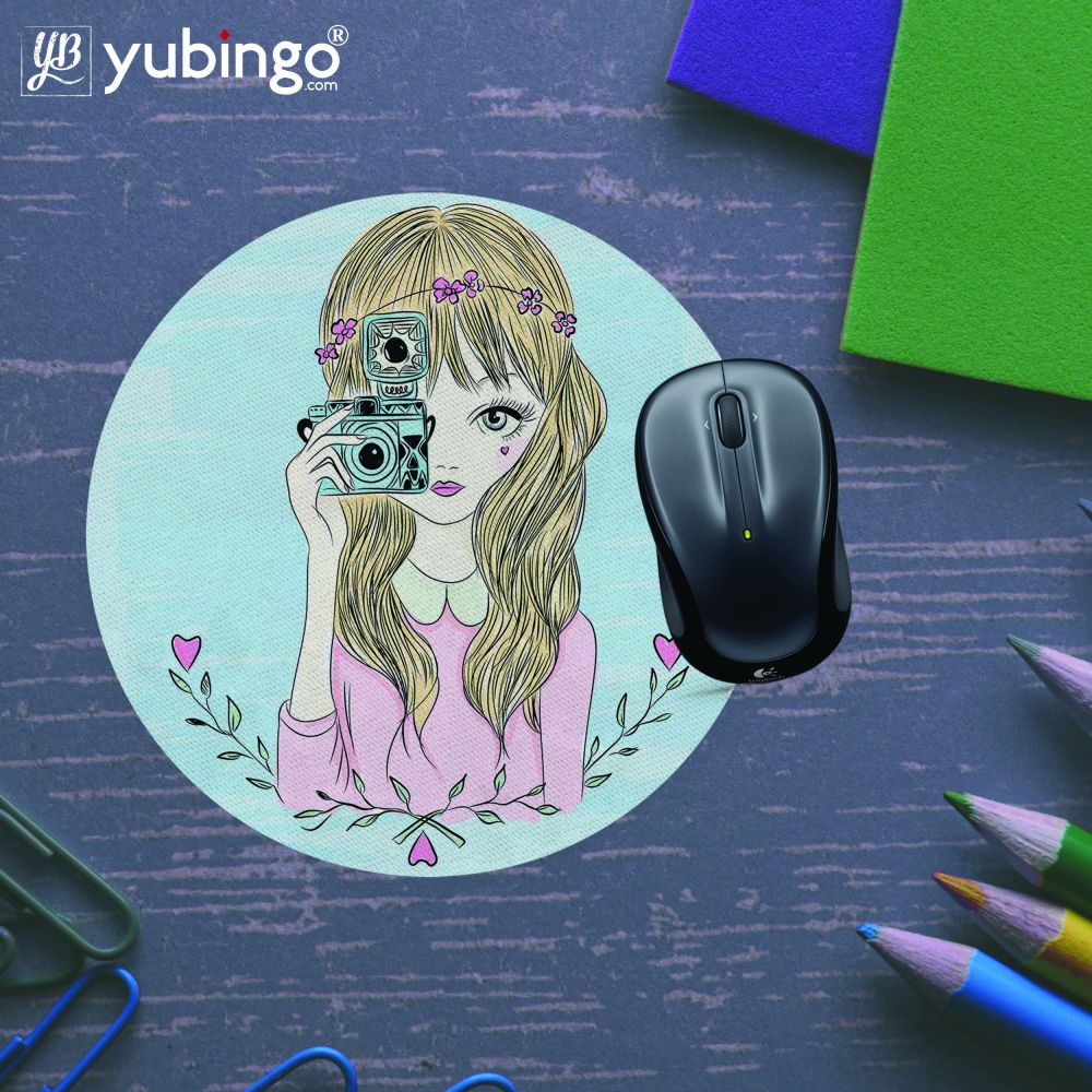 The Selfie Girl Mouse Pad (Round)-Image5