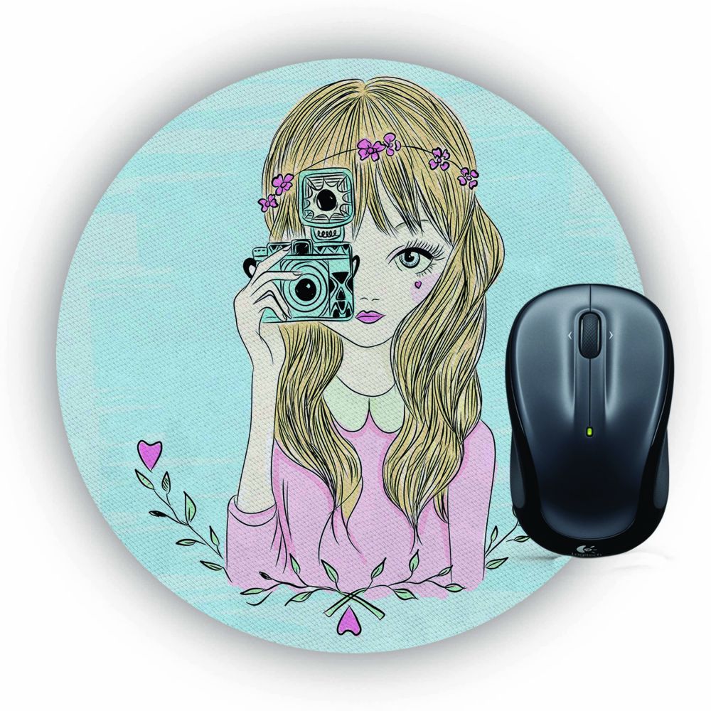The Selfie Girl Mouse Pad (Round)