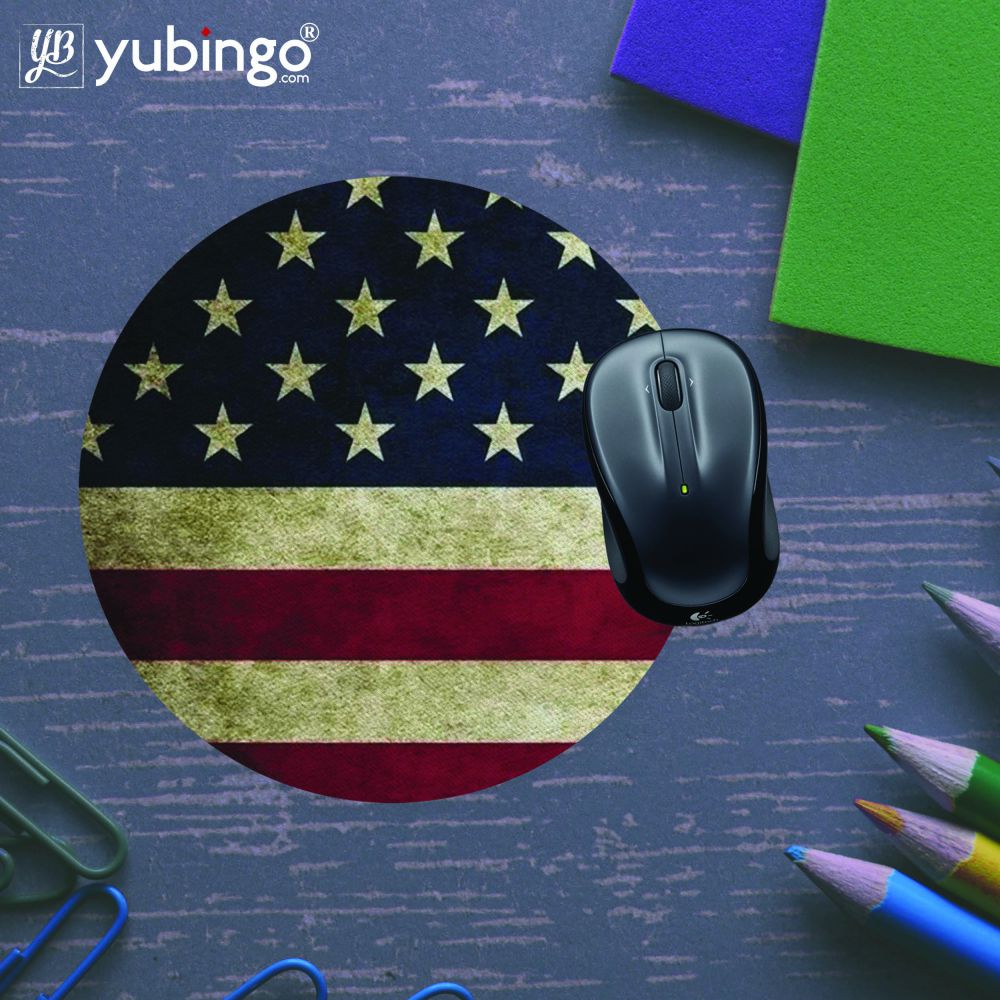 US Flag Theme Mouse Pad (Round)-Image5