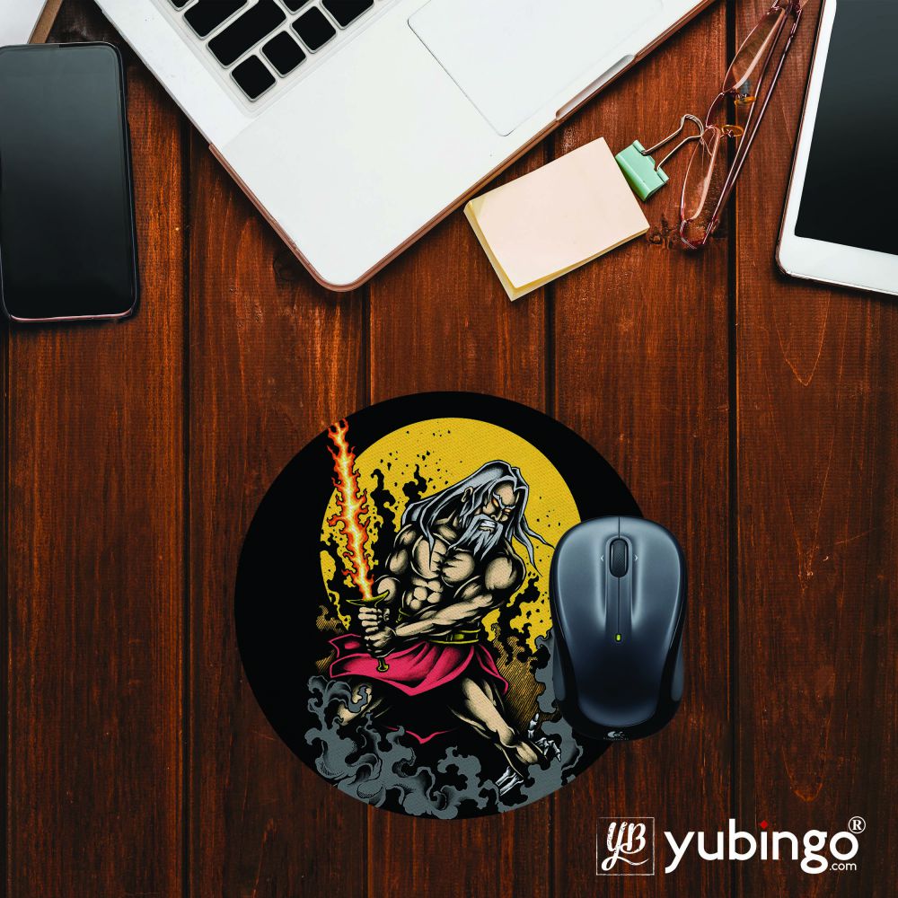 Warrior Old Man Mouse Pad (Round)-Image2