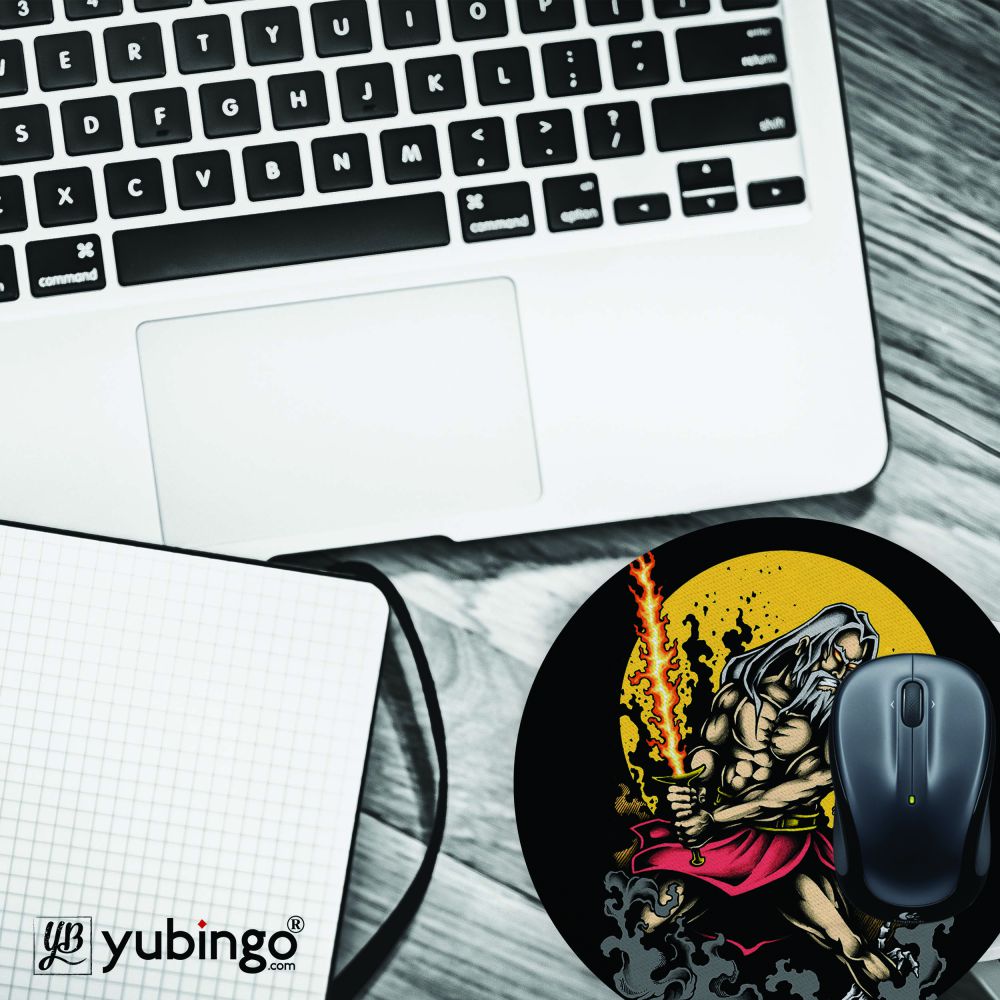 Warrior Old Man Mouse Pad (Round)-Image4