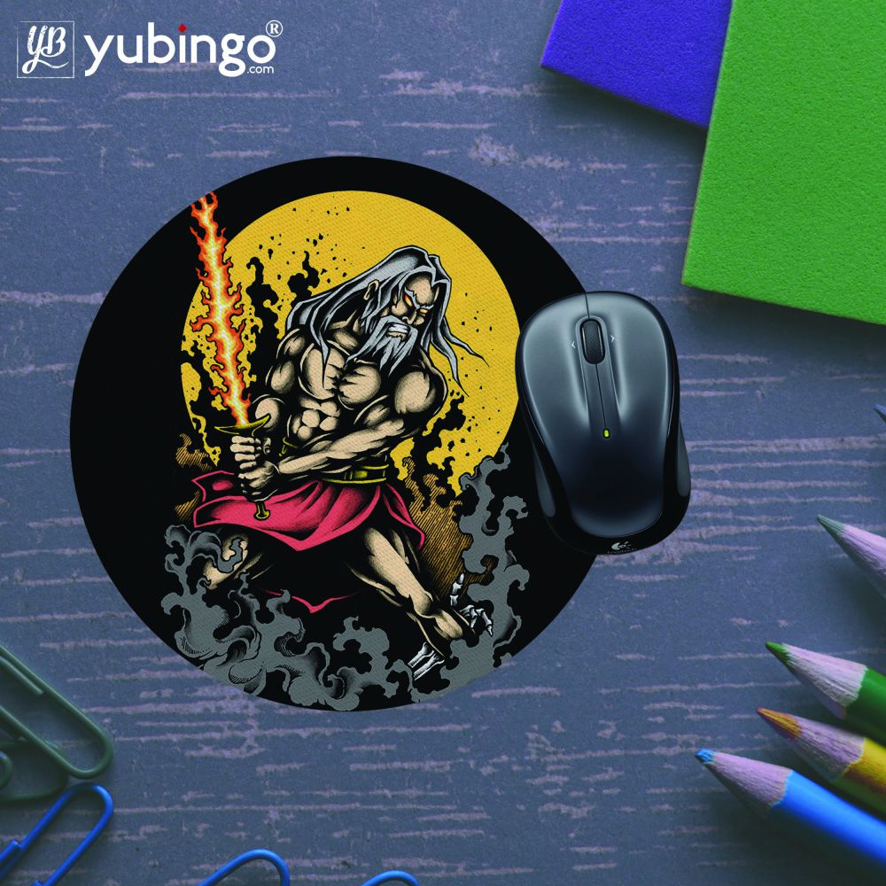 Warrior Old Man Mouse Pad (Round)-Image5