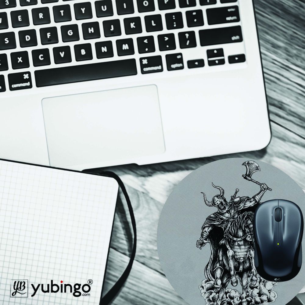 Warrior Skull Mouse Pad (Round)-Image4