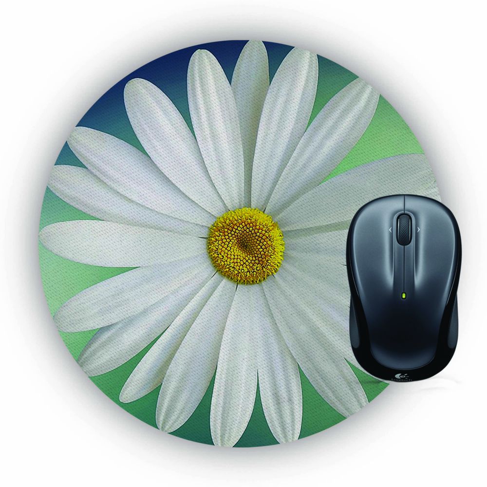 White Flower Mouse Pad (Round)