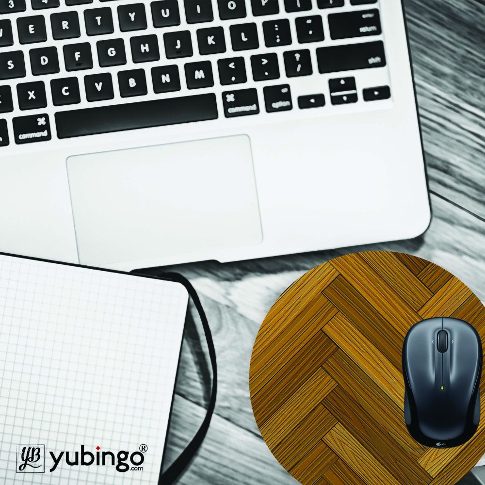 Wood Pattern Mouse Pad (Round)-Image4