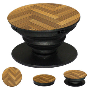 Wood Pattern Mobile Grip Stand (Black)-Image2