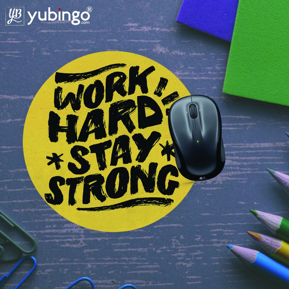 Work Hard Stay Strong Mouse Pad (Round)-Image5