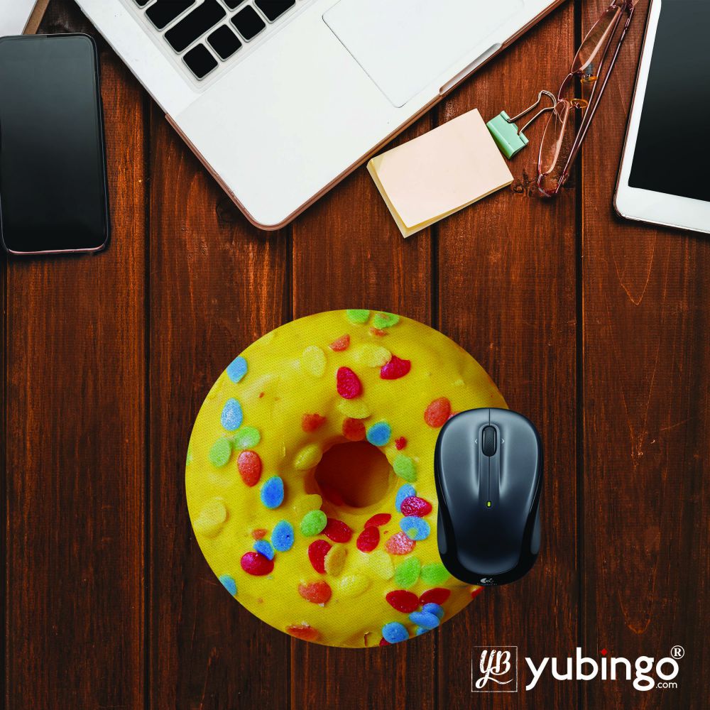 Yellow Doughnut Mouse Pad (Round)