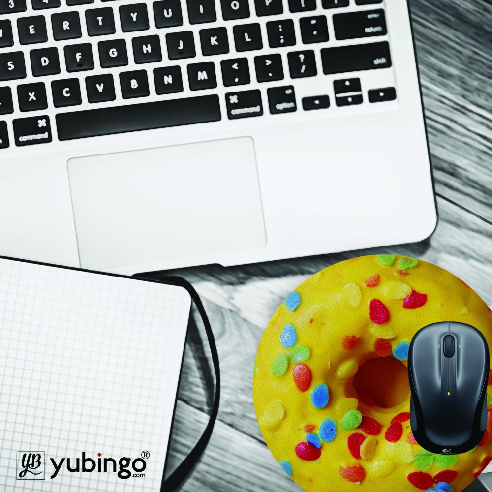 Yellow Doughnut Mouse Pad (Round)-Image4