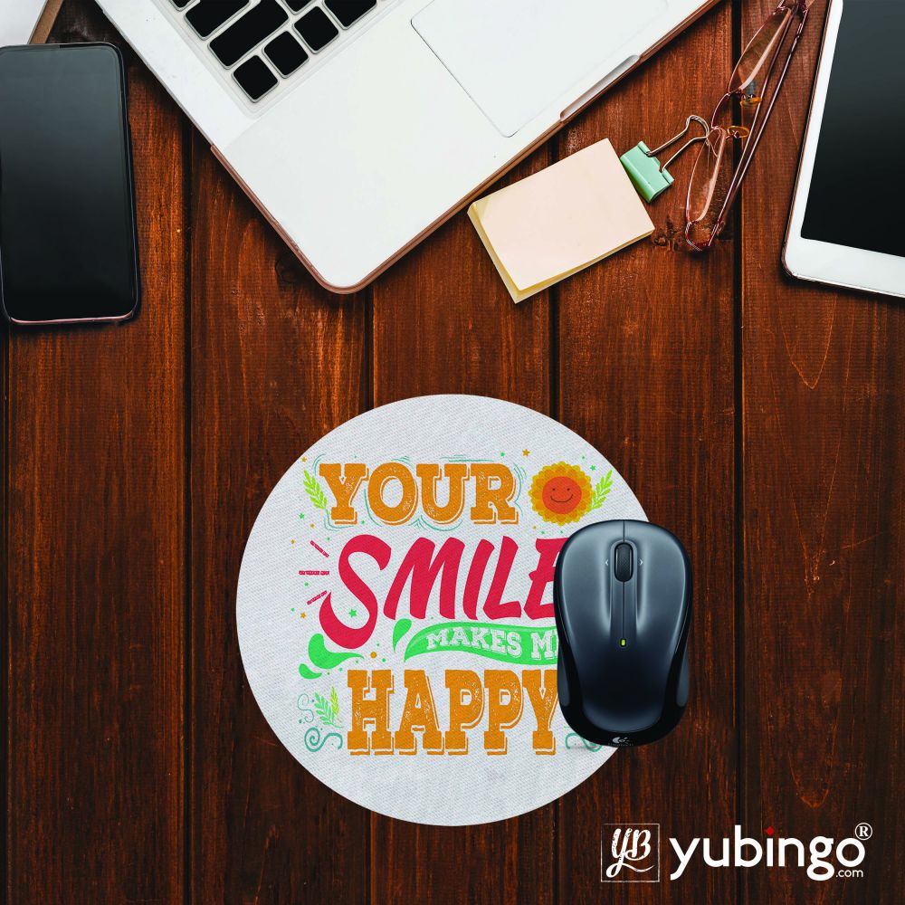 Your Smile Makes Me Happy Mouse Pad (Round)-Image2