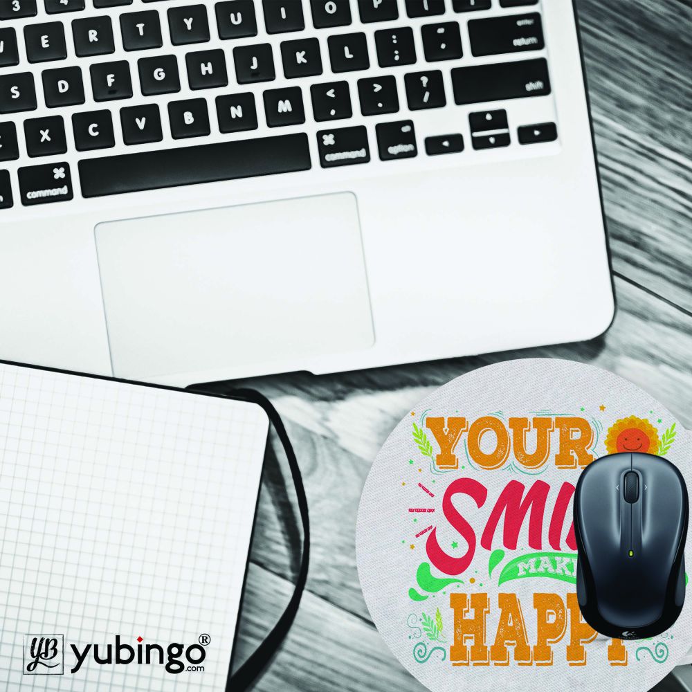 Your Smile Makes Me Happy Mouse Pad (Round)-Image4