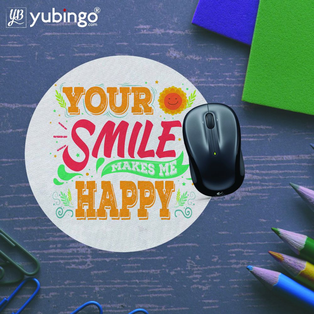 Your Smile Makes Me Happy Mouse Pad (Round)-Image5