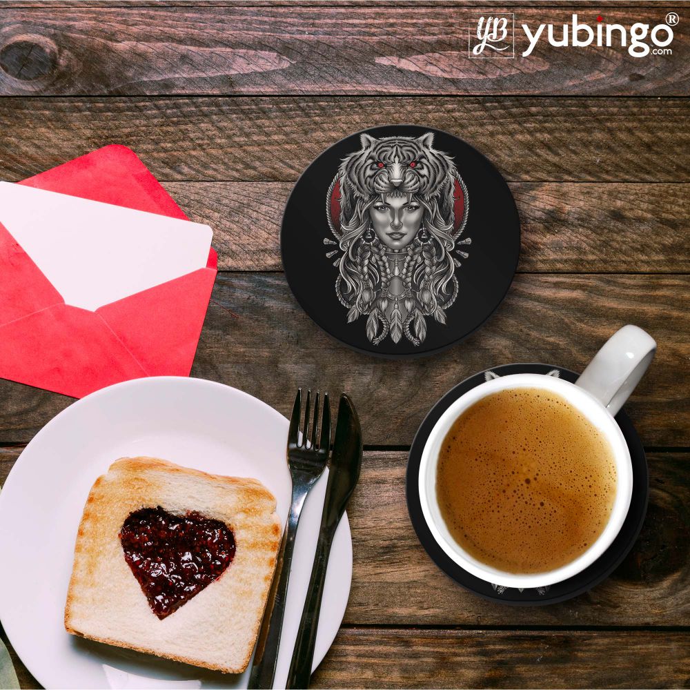 Charming Lady with Tiger Coasters-Image3