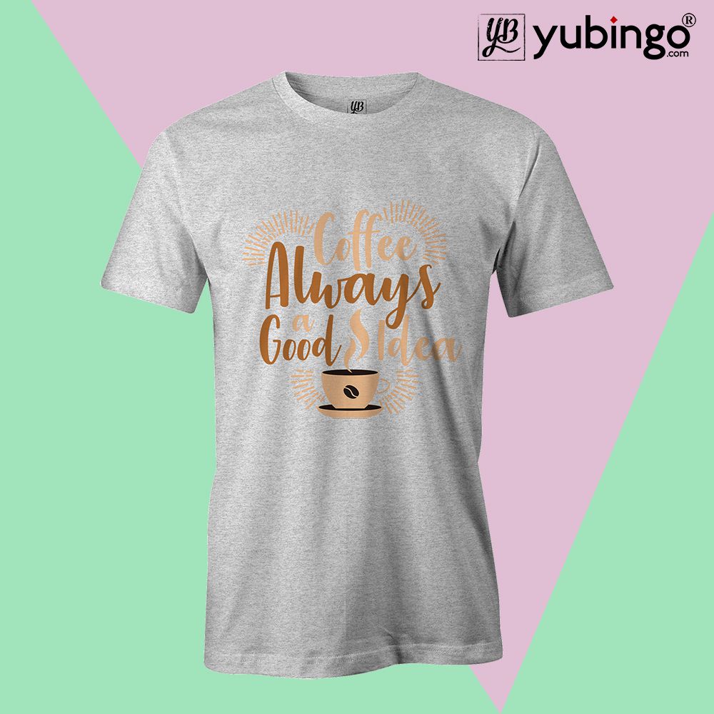 Coffee Always Good Men T-Shirt-White Melange