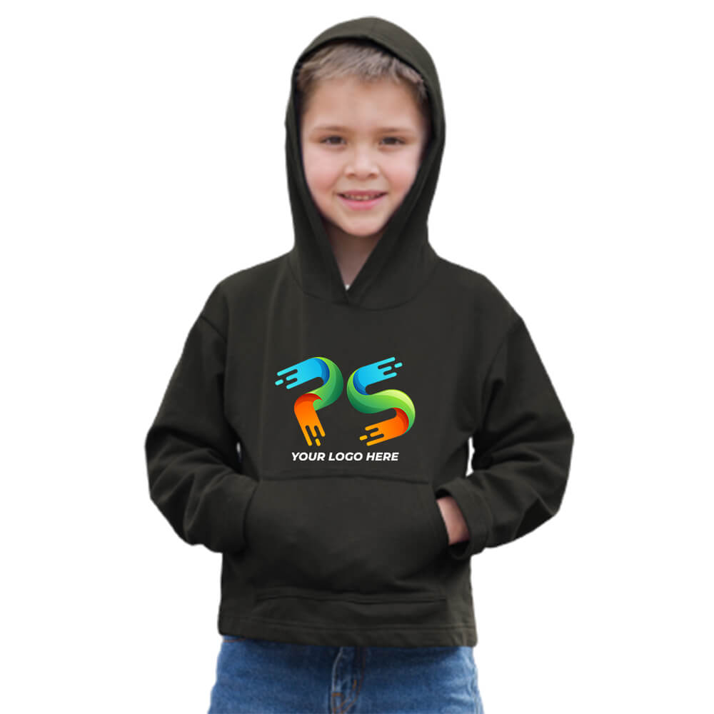 Black Customised Kids Hoodie -  Front Print