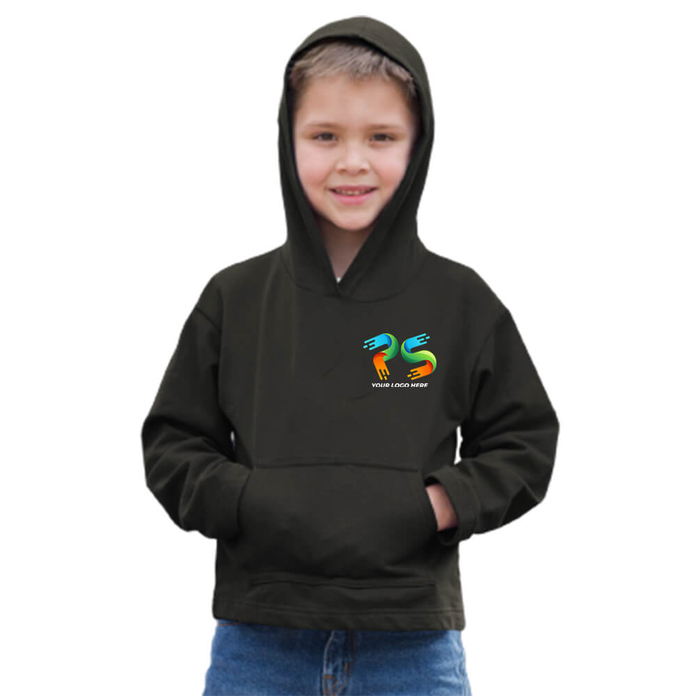 Black Customised Kids Hoodie -  Front Print