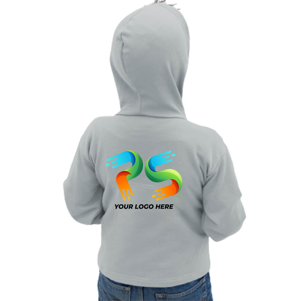 Grey Heather  Customised Kids Hoodie - Front And Back Print