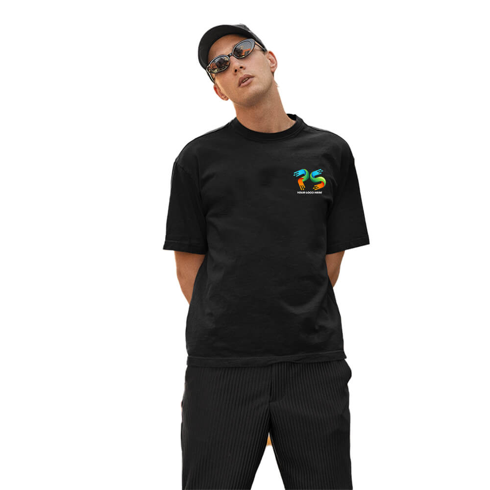 Black Customised Men's Over Size T-Shirt - Front and Back Print
