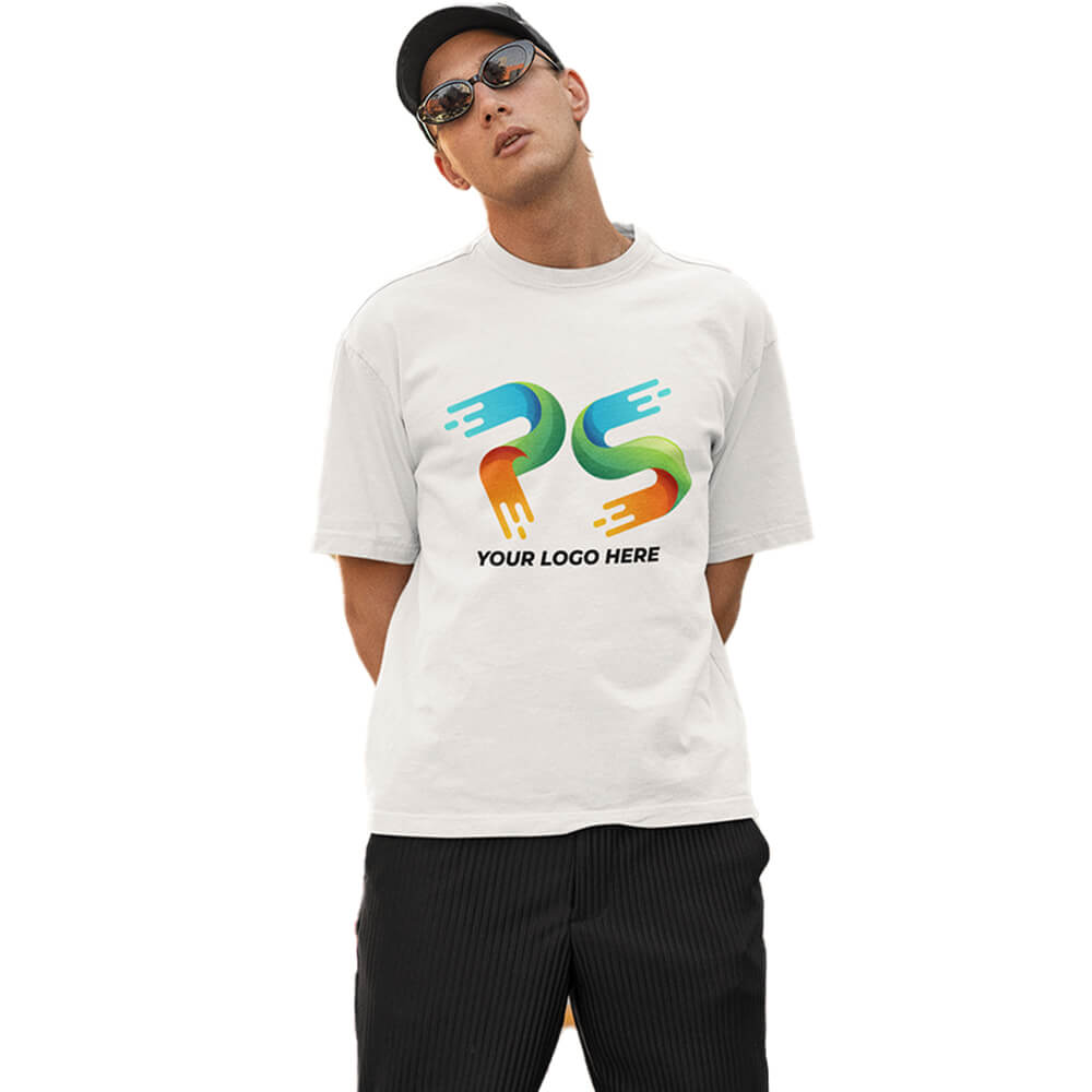 White Customised Men's Over Size T-Shirt - Front  Print