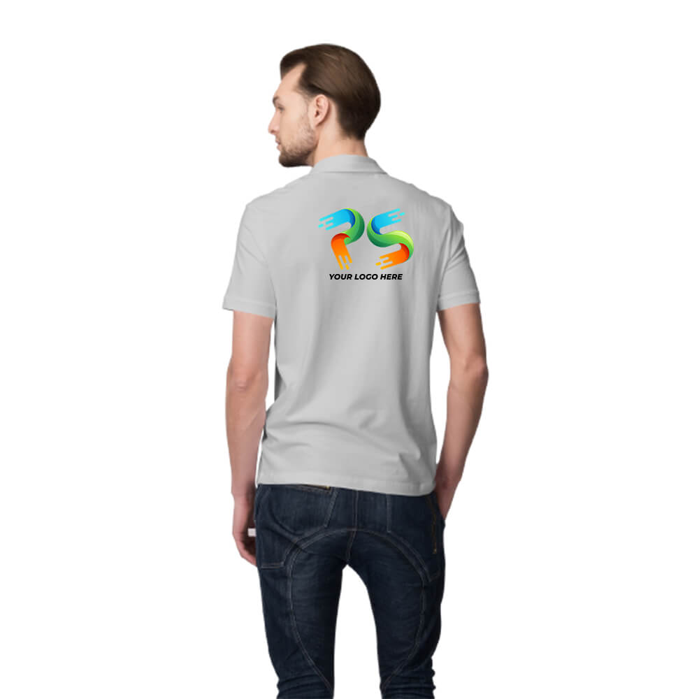 Grey Customised Men's Polo Neck  T-Shirt - Front and Back Print