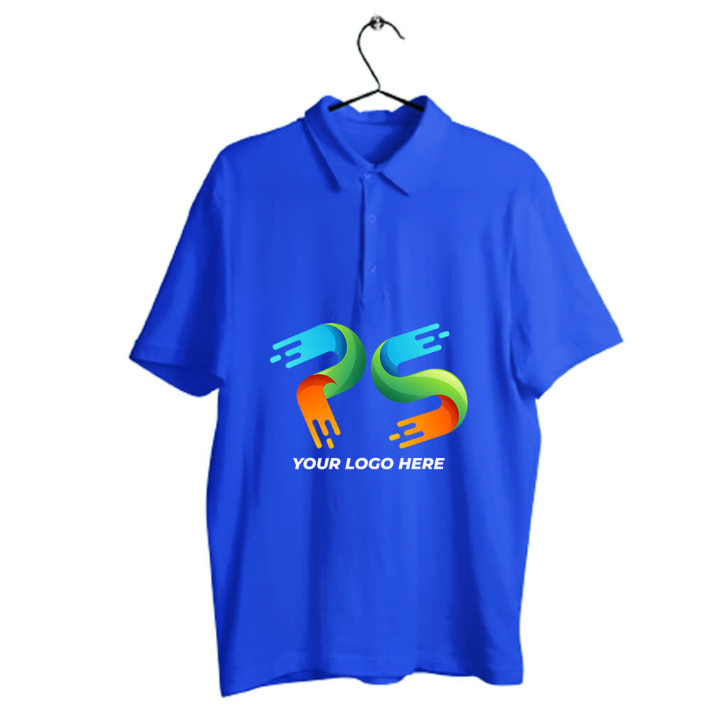 Royal Blue Customised Men's Polo Neck  T-Shirt - Front and Back Print