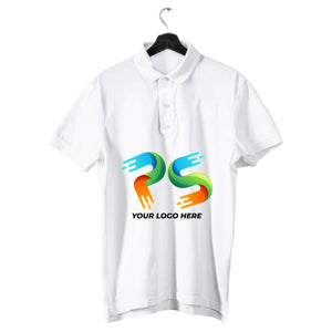 White Customised Men's Polo Neck  T-Shirt - Front and Back Print