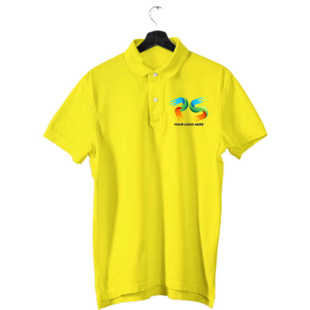 Yellow Customised Men's Polo Neck  T-Shirt - Front and Back Print