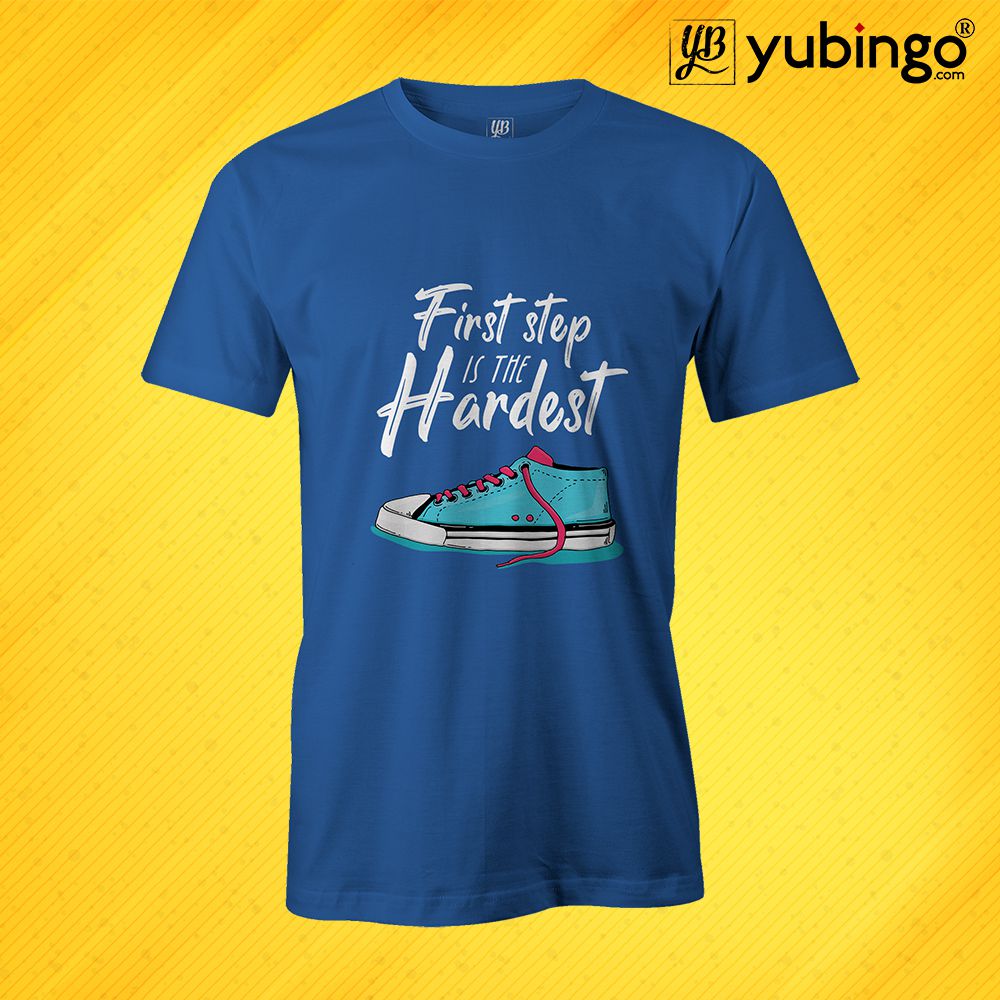 First Step is Hardest Men T-Shirt-Royal Blue