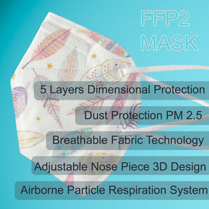 FunsKari Face Mask for Women - With Mask Holders. Set of 5 FFP2 Masks with 5 Layer Protection