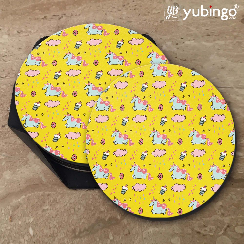 Girlie Yellow Pattern Coasters-Image5