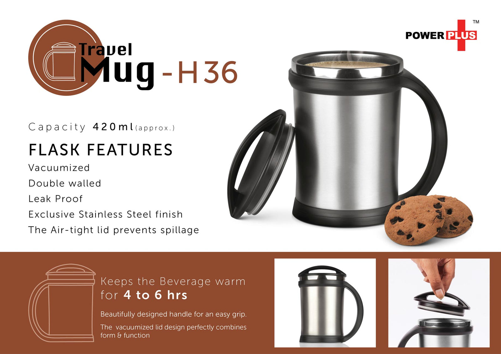 Power Plus Vacuumized Travel Mug - Keep Your Beverage Warm Anywhere