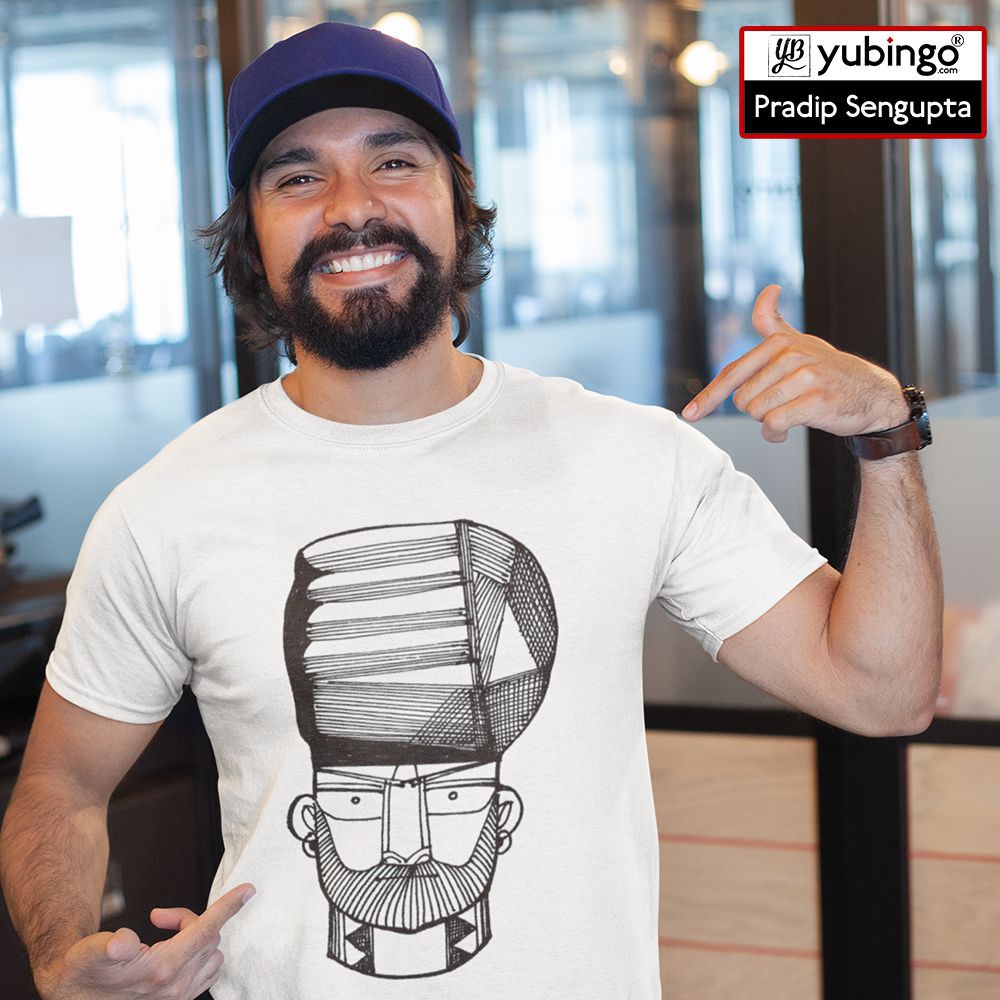 Intense look Men T-Shirt-White